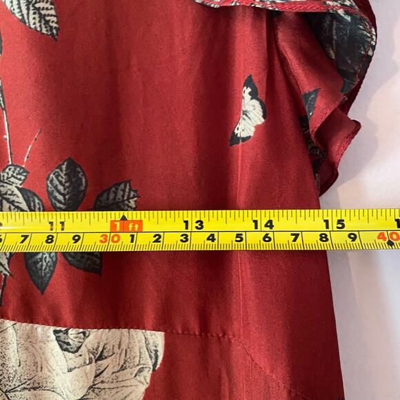 NWOT Biyan Red Rose Print 100% Silk Maxi Dress Romantic Flowy Women's size Small - Picture 10 of 15
